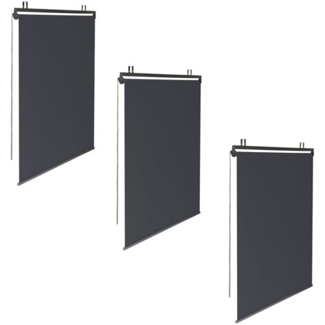 Set di 3 tende a rullo L. 124 x H. 225 CM per pergola grigio antracite