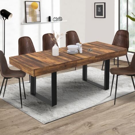 Mesa de comedor extensible PHOENIX HAWKINS tablero de madera oscura 160-200 cm
