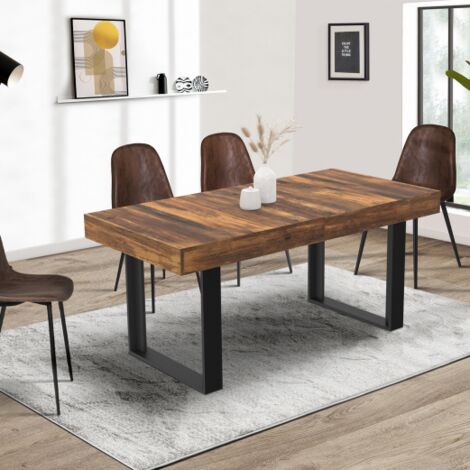 Mesa de comedor extensible PHOENIX HAWKINS tablero de madera oscura 160-200 cm