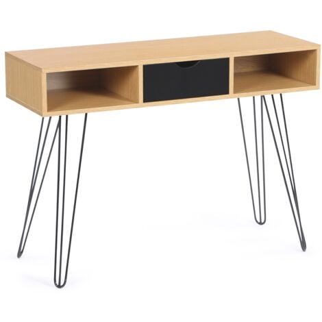 Consolle vintage NOEMI con 1 cassetto in legno e base a spillo
