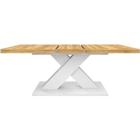 ALICIA mesa de comedor extensible 6-10 personas madera y blanco 160-200 cm