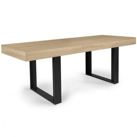 Tavolo da pranzo rettangolare allungabile PHOENIX 4-8 persone legno e nero 160-200 cm
