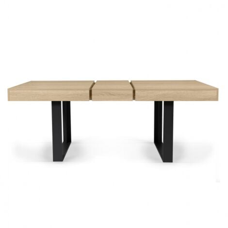Tavolo da pranzo rettangolare allungabile PHOENIX 4-8 persone legno e nero 160-200 cm