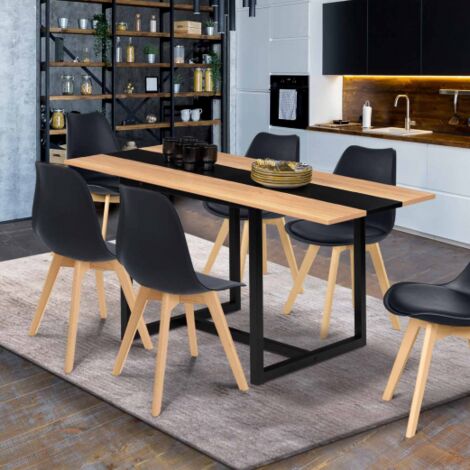 Tavolo Da Pranzo Dover Rettangolare 120 Cm - Design Industriale Con Banda Centrale Nera, Per 4 Persone