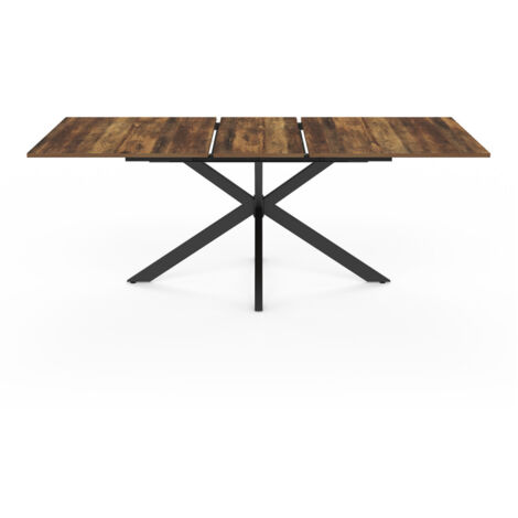 ALIX mesa de comedor extensible HAWKINS tapa de madera oscura 8 personas 160 cm
