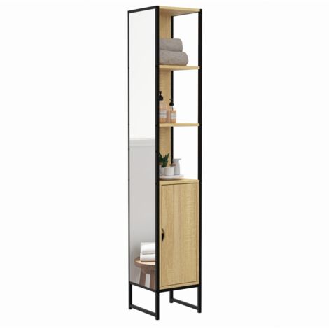 DETROIT Mueble de baño de 1 puerta con espejo y estantes de diseño industrial