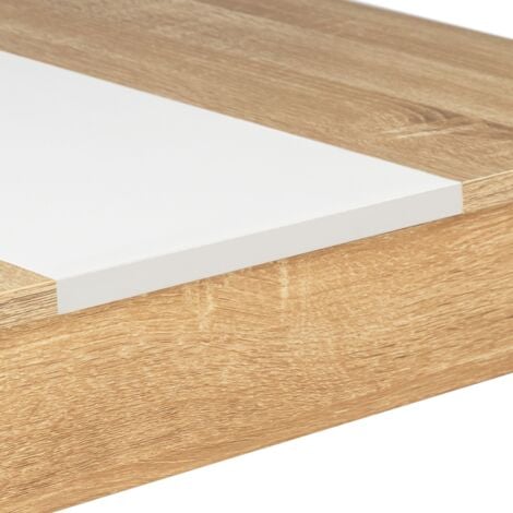 Set di tavolo da pranzo e 2 panche ROZY per 4 persone, finitura faggio e bianco 110 cm