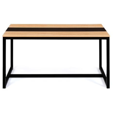 Tavolo da pranzo rettangolare DOVER 4 persone nero fascia centrale design industriale 120 cm