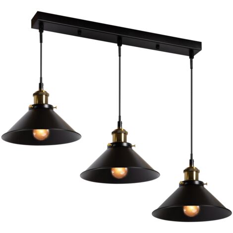 Lampadario Sospensione Industriale Vintage - Vetro Viola, Metallo Nero, Regolabile, Per Lampadina E27 - Foto 8