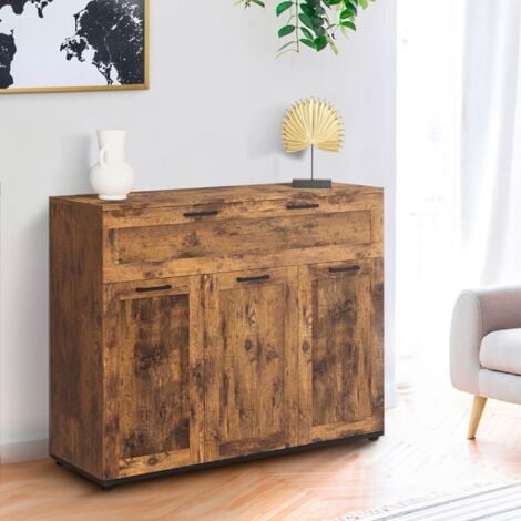 VITO Aparador 3 puertas, 1 cajón efecto madera antigua DAYTON 100 cm