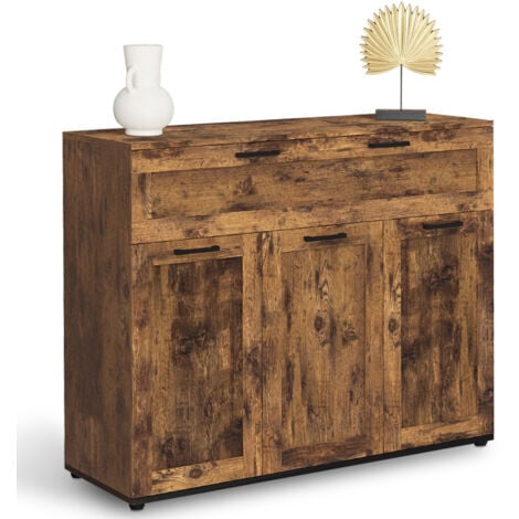 VITO Aparador 3 puertas, 1 cajón efecto madera antigua DAYTON 100 cm