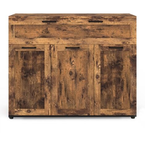 VITO Aparador 3 puertas, 1 cajón efecto madera antigua DAYTON 100 cm