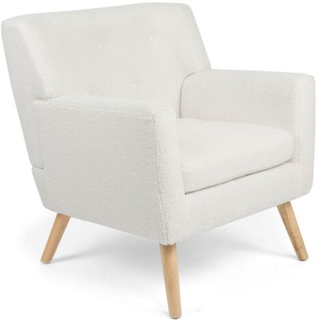 LIV Poltrona scandinava in tessuto bouclette bianco (1/5)