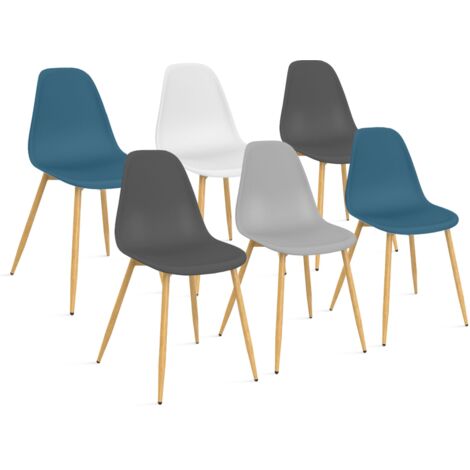 Set di sedie scandinave DANI colore misto bianco, grigio chiaro, blu x2,  grigio scuro x2