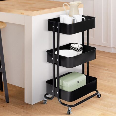 Fixwal Comodino Stretto A 3 Ripiani Con Prese E Porte USB, Set Da 2, Colore Marrone E Nero, Stile Industriale