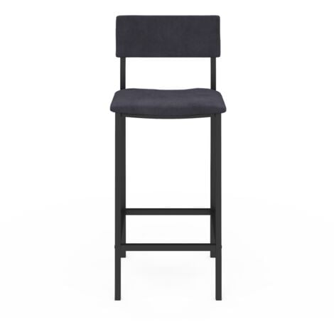 Set di 4 sgabelli da bar AUBIN con schienale, sedia da cucina in velluto grigio antracite