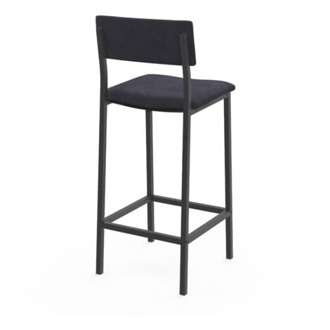 Set di 4 sgabelli da bar AUBIN con schienale, sedia da cucina in velluto grigio antracite