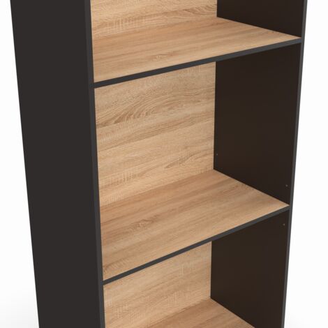 Libreria a 3 livelli con 3 cassetti bianchi ed effetto legno H.190 cm - CARLA | ID Market