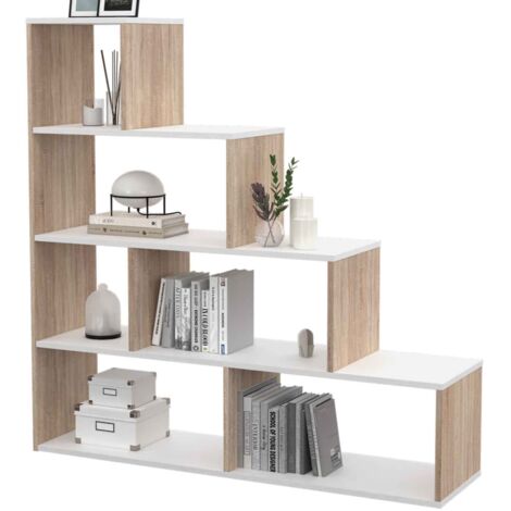 Librería escalera LINA blanca y haya