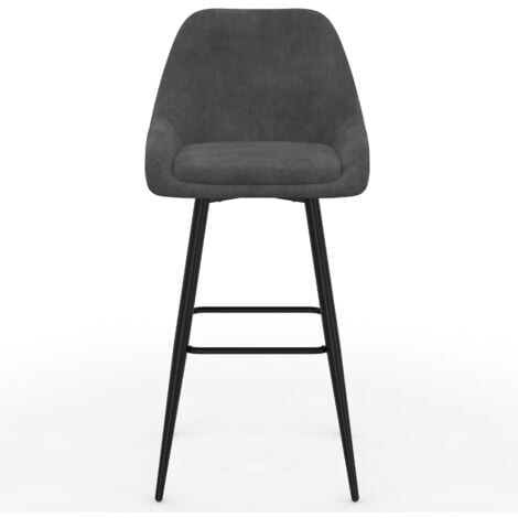 Set di 4 sgabelli da bar THALYA in velluto grigio scuro con mezzi braccioli