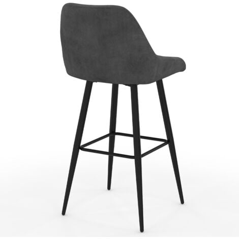 Set di 4 sgabelli da bar THALYA in velluto grigio scuro con mezzi braccioli