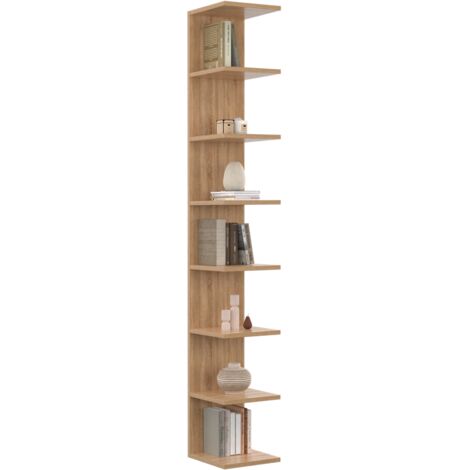 CHIARA scaffale sospeso a doppia posizione con 8 ripiani effetto faggio 190 cm
