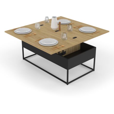 Tavolino rettangolare trasformabile in tavolo da pranzo di design industriale BOSTON