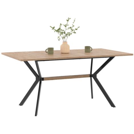Tavolo da pranzo rettangolare LOUISON 8 persone legno e nero design industriale 160 cm