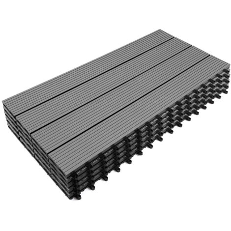 Set di 5 piastrelle rettangolari in legno composito WODHY grigio da agganciare