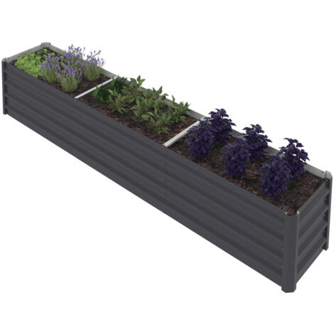 Fioriera rialzata in metallo con struttura rettangolare 240 x 40 x 45 cm (1/5)