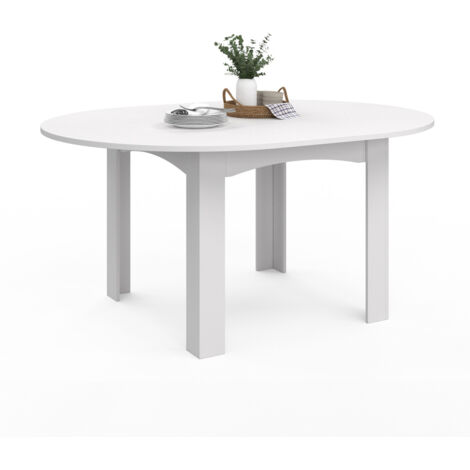 DONA mesa de comedor redonda extensible 4-8 personas blanco 110-150 cm