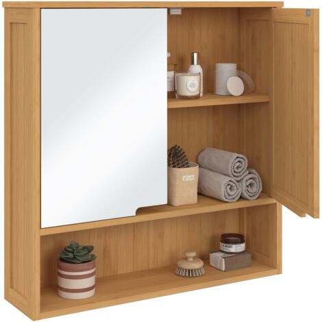 Contenitore sospeso BEA con specchio da bagno in bambù