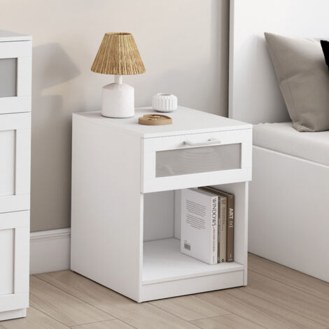 Set Di 2 Comodini Con Cassetto E LED 38 X 34 X 61 Cm In MDF Bianco Dec032869 86845789 - 8