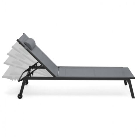 Set di 2 sedie da giardino reclinabili in alluminio SINTRA grigio antracite e nero con rotelle e cuscino