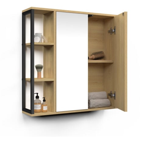DETROIT pensile da bagno con specchio e mensole, design industriale