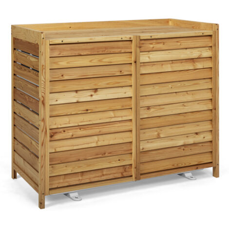 Copertura per condizionatore in legno naturale per unità esterna 95 x 50 x 80 cm (1/5)