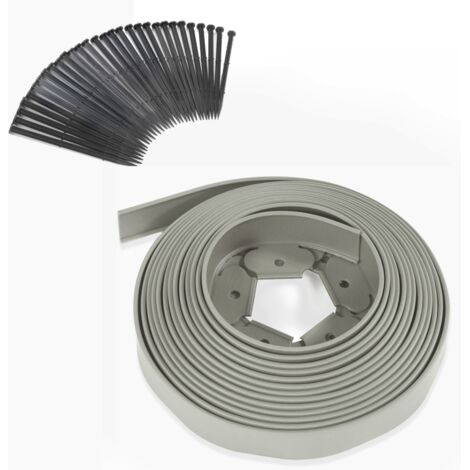 Cordone flessibile da giardino 10 M grigio alto 5 CM + 30 picchetti