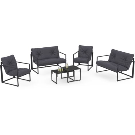 Set di mobili da giardino bassi NAIROBI 6 posti in acciaio grigio antracite