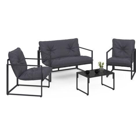 NAIROBI Set di mobili da giardino bassi a 4 posti in acciaio grigio antracite