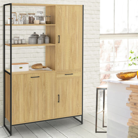 IDMarket Credenza Bassa EDHEN 140 Cm In Legno E Vimini: 2 Ante E 3 Cassetti
