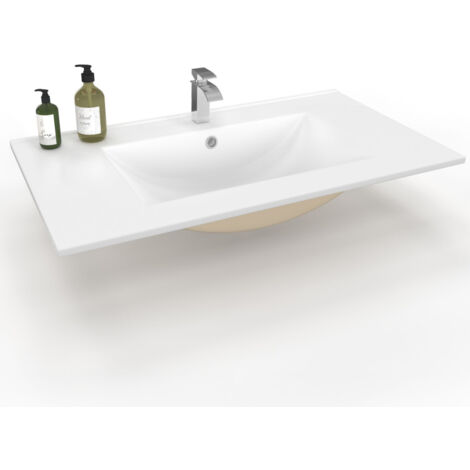 Lavabo rettangolare da incasso in ceramica bianca L. 81 x L. 46 x H. 17 cm