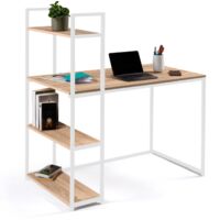 Libreria scrivania DETROIT design industriale legno e metallo bianco