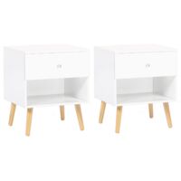 Set di 2 comodini EMMIE con 1 cassetto, legno scandinavo e bianco