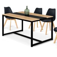 Tavolo da pranzo DOVER per 8 persone con fascia centrale nera design industriale 150 cm