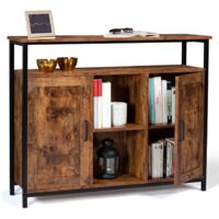 Credenza a 2 ante con ripiani effetto invecchiato, design industriale DAYTON
