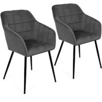 Set di 2 sedie MADY in velluto grigio con braccioli