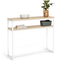 Consolle doppia DETROIT design industriale legno e metallo bianco