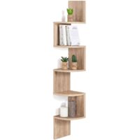 Scaffale a muro angolare a 5 livelli ISA in design faggio