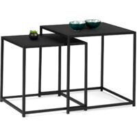 Set di 2 tavolini DAVIS 40/45 in metallo nero opaco, design industriale
