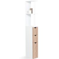 Scaffalatura per toilette in legno bianco con 3 ante in faggio WILLY